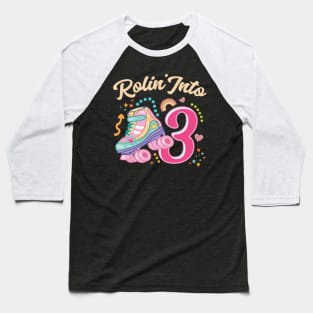 Roller Skate Groovy 3rd Birthday Girls B-day Gift For Kids Girls toddlers Baseball T-Shirt